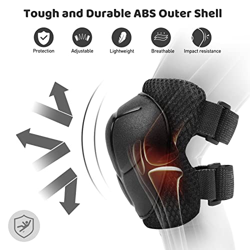 Kids Knee and Elbow Pads Protective Gear Set - Black, Small