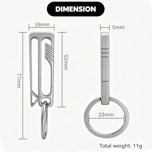 Heavy Duty Titanium Keychain Clip with Belt Loop - EDC Key Holder