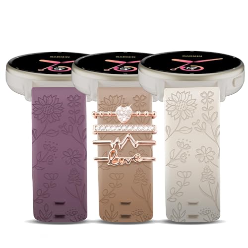 20mm Engraved Silicone Watch Band - Starlight, Milk Tea & Smoky Purple