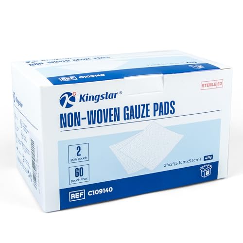 Sterile Nonwoven Gauze Pads, 2"x2", 60 Packs - 120 Pieces