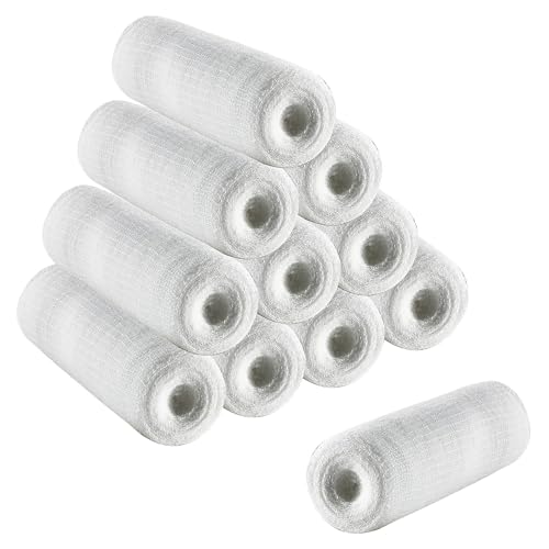 12 Pack Cotton Gauze Bandage Rolls for Wound Dressing & Support - 6cm x 4m
