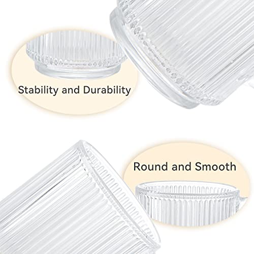 6 Pack 12 oz Premium Glass Coffee Mugs with Handles - Clear Striped Tea Cups for Hot/Cold Beverages, D.M DESIGN·MASTER