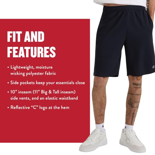 Champion Men's 7-Inch Inseam Sport Shorts Large Black - Lightweight, Moisture-Wicking Activewear