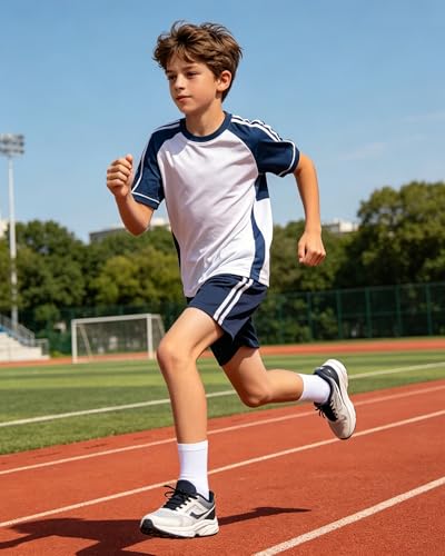 Somaibo 8 Pairs Kids Crew Socks 10-12 Years White Cotton Athletic School