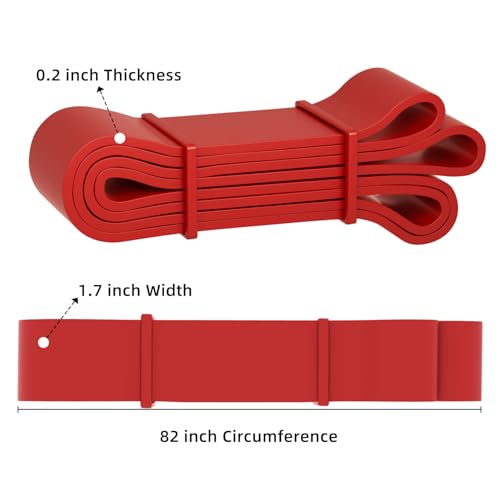 WSAKOUE Red Resistance Band Set for Pull-Ups – 5 Levels, Natural Latex Exercise Bands