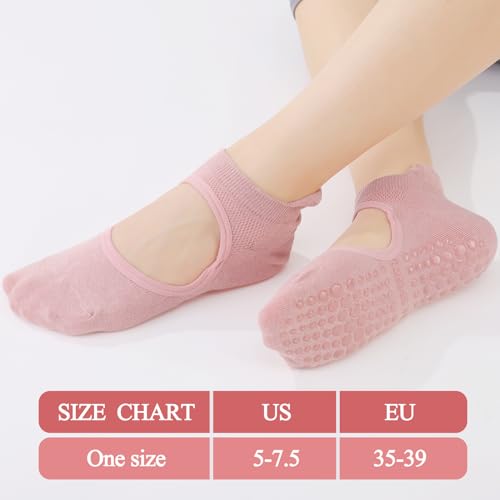 Non-Slip Yoga Socks for Women - 4 Pairs in Beige, Black, Pink, Light Purple