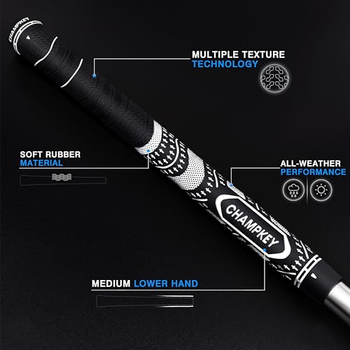 Soft Rubber Golf Grips Set - 13 Pack with Putter Grip - White Midsize