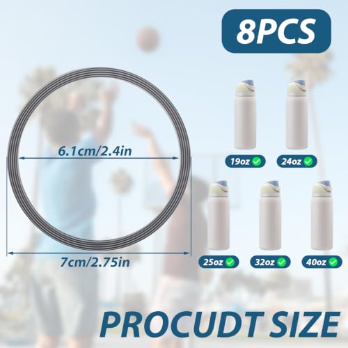 8-Piece Silicone Gasket Replacement Set for 19-40oz Insulated Water Bottles