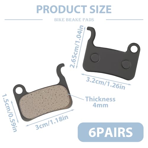 6 Pairs Shimano-Compatible Bicycle Brake Pads for Disc Brakes