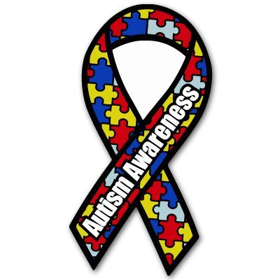 Autism Awareness Ribbon Bumper Sticker - 6" x 3" Waterproof Vinyl
