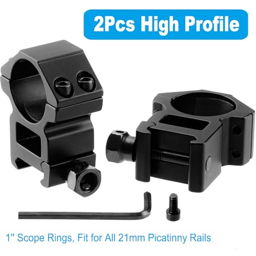 1 Inch High Profile Scope Rings - 2 Pcs Picatinny Mounts