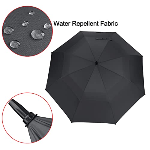 G4Free 68-inch Windproof Auto Open Golf Umbrella Black - Heavy Duty, Large Canopy