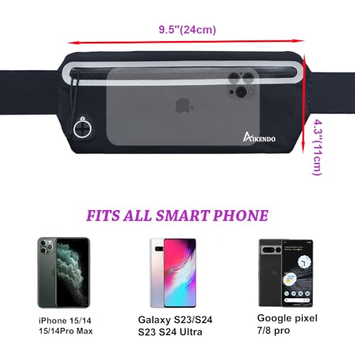 Slim Running Belt Fanny Pack - Adjustable Phone Holder Waist Bag - Black