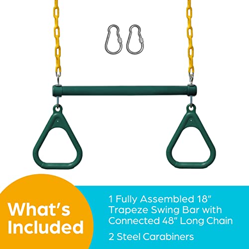 Trapeze Swing Bar with Heavy Duty Chains - Green