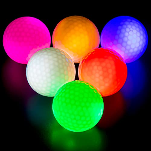Glow in The Dark Golf Balls - LED Night Golf Balls 6 Pack - Upgraded