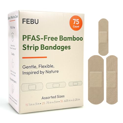 Eco-Friendly Bamboo Fabric Bandages - 75 Count, Hypoallergenic & Compostable
