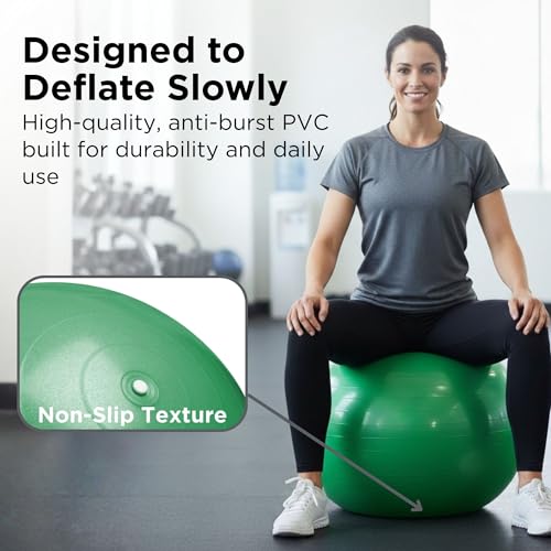 26-Inch Stability Ball for Posture, Balance & Core Fitness - Green