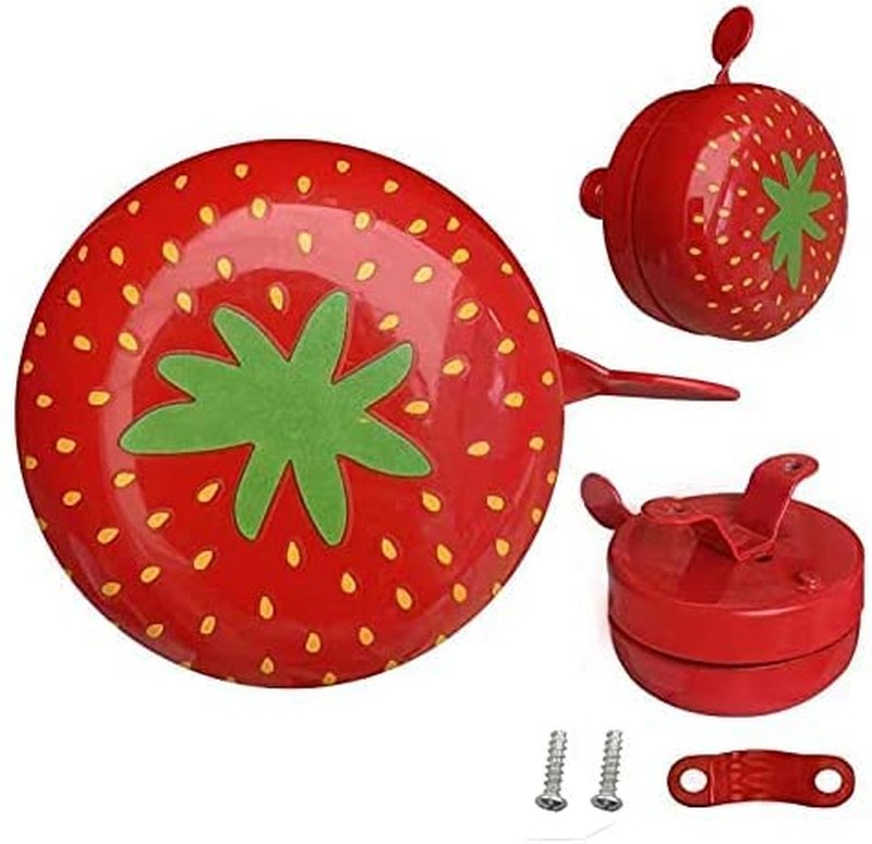 YihuiKo Strawberry Bike Bell for Kids & Adults, Cute Bicycle Bell with Loud Crisp Sound, Cycling Accessory for Most Bikes, Durable Adjustable Size Easy to Install