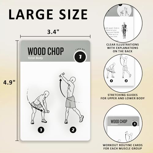 Dumbbell Workout Cards - 62 Large Exercise Cards for Strength Training