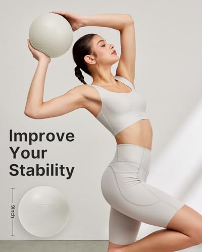 9-Inch Extra-Thick Pilates Ball - White Anti-Burst Stability Ball