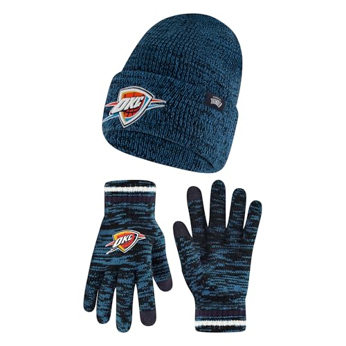 Oklahoma City Thunder NBA Knit Beanie & Touchscreen Gloves Set - One Size, Team Colors
