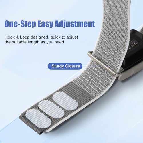 Nylon Light Gray Sport Band Compatible with Whoop 5.0 Fitness Tracker Strap