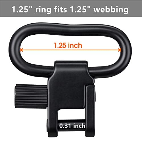 Sling Swivel Mount Adapter - Black, 1.25 Inch, 2-Pack