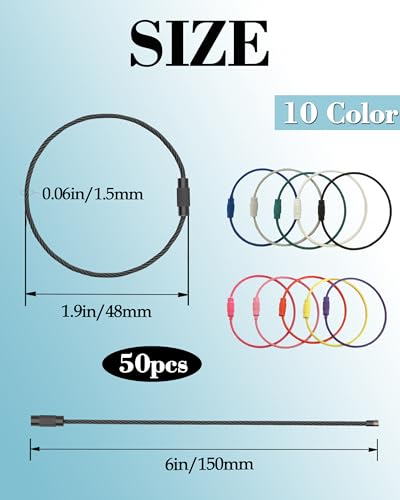 50 Pcs Colored Coated Wire Keychains - 6" Multicolor Set