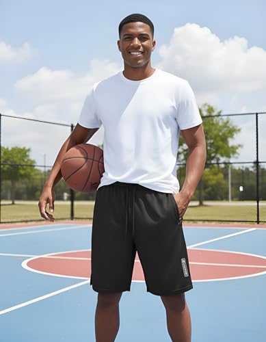 Men's Basketball Shorts 9" Quick-Dry Athletic Gym Shorts with Zipper Pockets