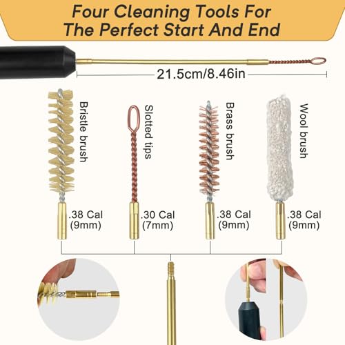 9mm Pistol Cleaning Kit - 7 in 1 Gun Cleaning Kit with Rod
