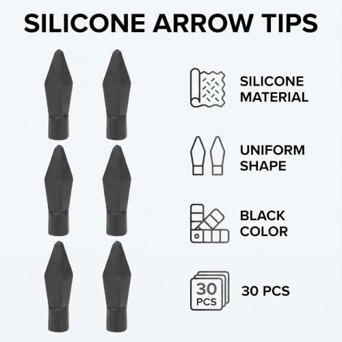 25 Black Rubber Practice Arrowhead Tips for Target Shooting