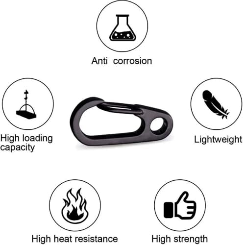 10-Piece Mini Keychain Carabiner Clips - Durable Metal Spring Snap Hooks