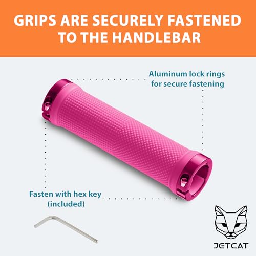 JETCAT Pink Lock-On Bicycle Handlebar Grips 130mm x 22mm for MTB, E-Bike & Scooter