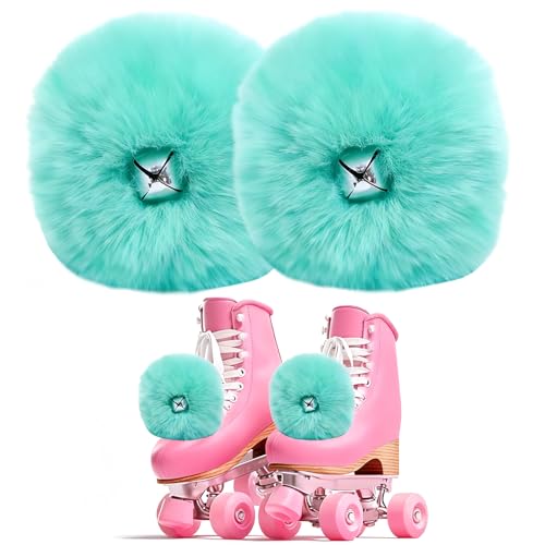 Roller Skate Pom Poms with Bells - Mint Green, 2 Pieces