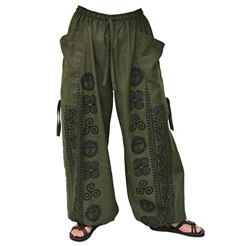 One Size Olive Casual Yoga Harem Pants for Men Women Lounge Trousers