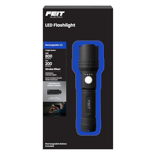 Feit Electric Flex Power 800 Lumens Rechargeable Tactical Flashlight with USB-C & AA Compatibility