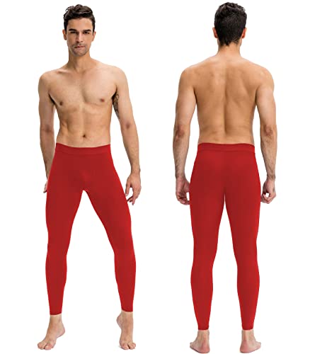 Men's Compression Pants - Athletic Leggings Tights, Small Red