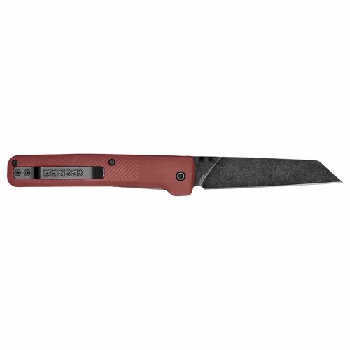 Gerber Gear Pledge Pocket Knife with Pocket Clip - 3.7" Full Panel Plain Edge Blade Folding Knife - EDC Gear and Equipment - Drab Red