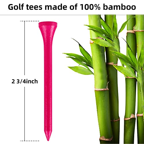 Bamboo Golf Tees 3-1/4" Hot Pink - 100 Pack Durable Accessories