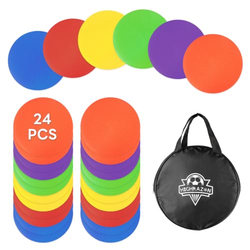 9 Inch Non-Slip Poly Spot Markers - 24 Pcs Agility Dots for Gym & Dance