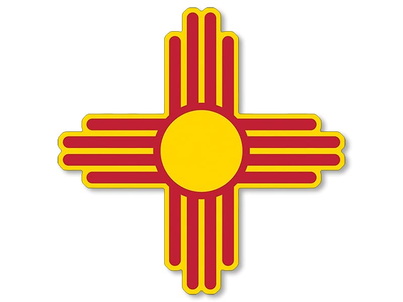 Red and Yellow New Mexico Sun State Decal - 3 Inch Vinyl Sticker for Cars & Laptops