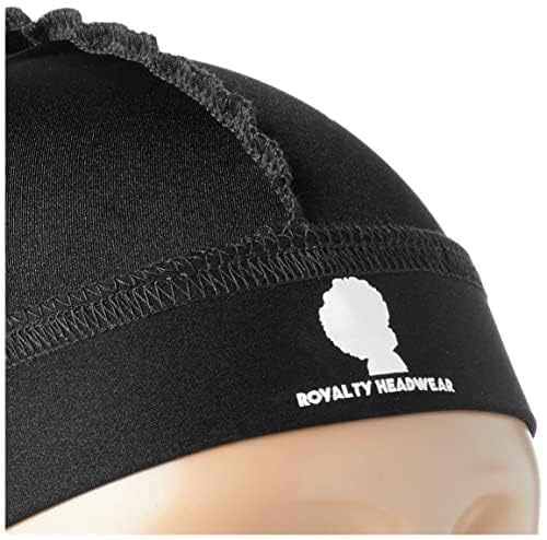 Royalty Headwear Silky Wave Cap for 360, 540 & 720 Waves, Soft Breathable Durag Skull Cap Beanie for Men (US, Alpha, One Size, Silver)