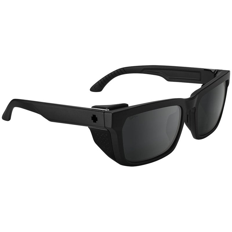 SPY Optic Helm Tech, Full Cover Square Sunglasses, Color and Contrast Enhancing Lenses, Matte Black - Happy Gray Green with Black Spectra Mirror Lenses