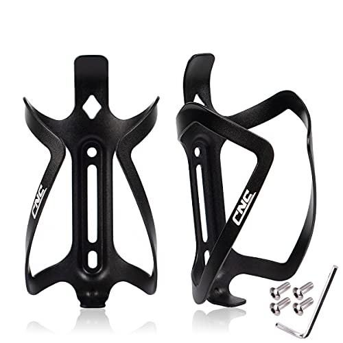 CNC Bike Water Bottle Holder - 2-Pack Lightweight Metal - Black