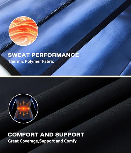 Waist Trainer Sauna Suit for Women - Sweat Vest Trimmer, Large Blue