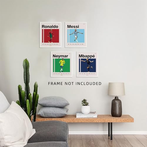 Soccer Poster Set of 4 - Unframed 8x10 Canvas Prints for Kids