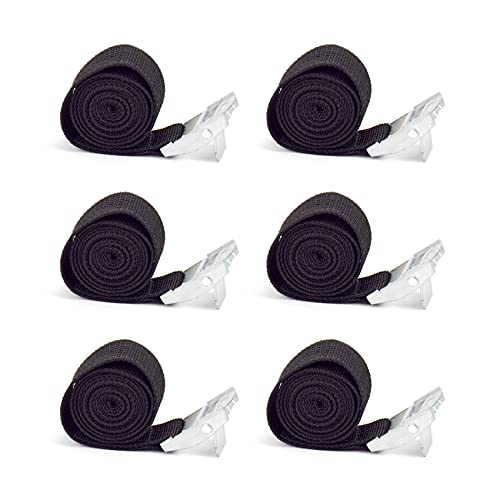 2 Ft x 1 in Adjustable Cam Buckle Tie Down Straps - Black, 6 Pcs