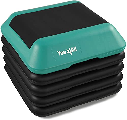 High Step Aerobic Platform with Stackable Risers - Green/Black