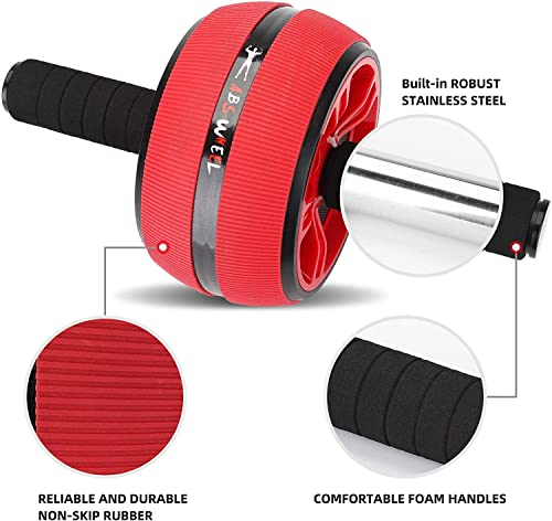 Ab Roller Wheel for Core Strength Training - Red with Knee Pads