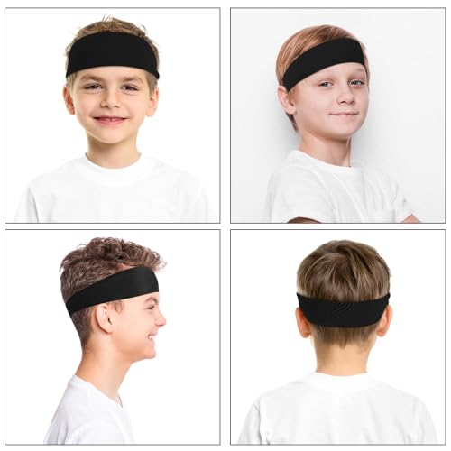 2 Pcs Youth Soccer Sports Headband - Sweat-Wicking Elastic Band - Black